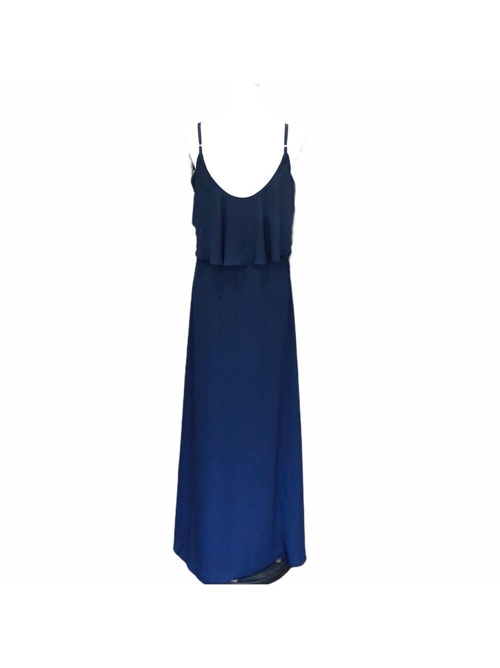 NWOT Show Me Your Mumu Caitlin ruffle Maxi Dress SZ S Navy Crisp - Picture 7 of 11